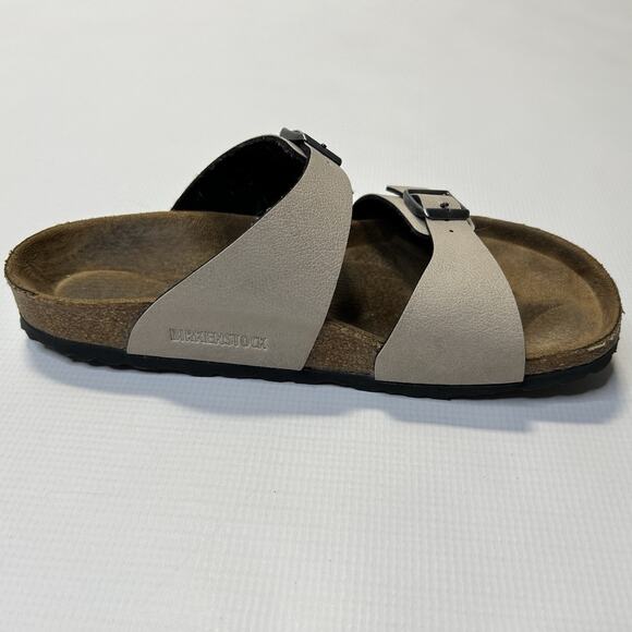 Birkenstock Sandals Women's Sydney Beige Tan Slip On 38 L7 M5 - Picture 7 of 12